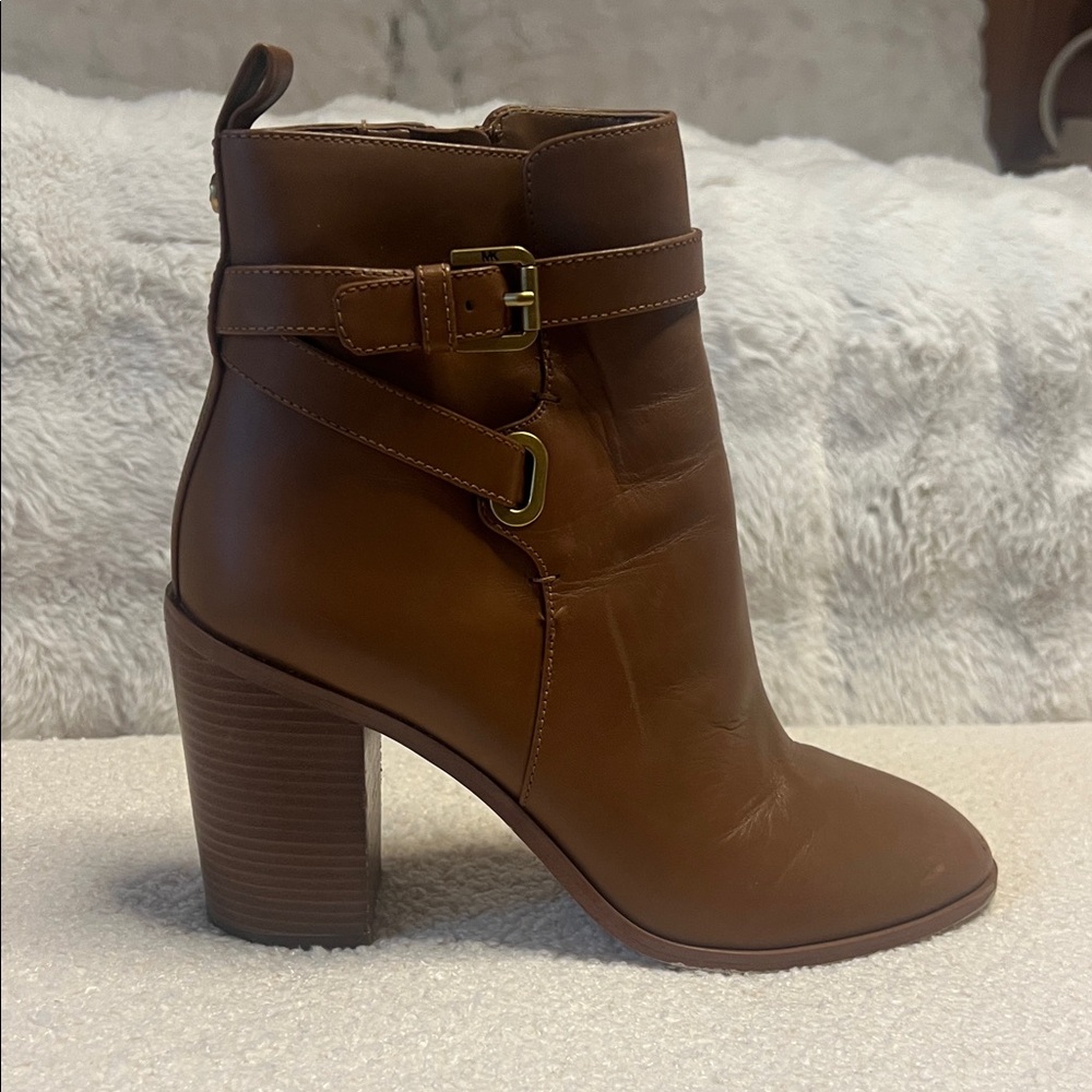 Michael Kors Tan Ankle Boots with Buckle Detail